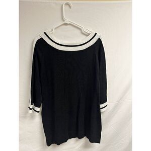 White House Black Market Womens Sweater 3/4 Sleeve Black White Size Medium